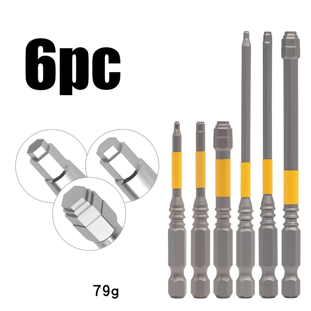 TEMU 6pcs 1.5-6mm Magnetic Tapered Hex Screwdriver Drill Bits, Anti-slip Locking Shank Drill Bits, Manual And Power Tool Additions For Home And