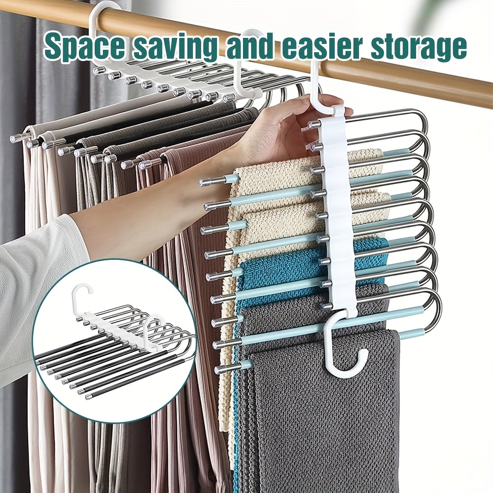 

Multi-functional Stainless Steel Pants Hanger - 9 Layers, Anti-slip Design For Jeans, Skirts & Scarves