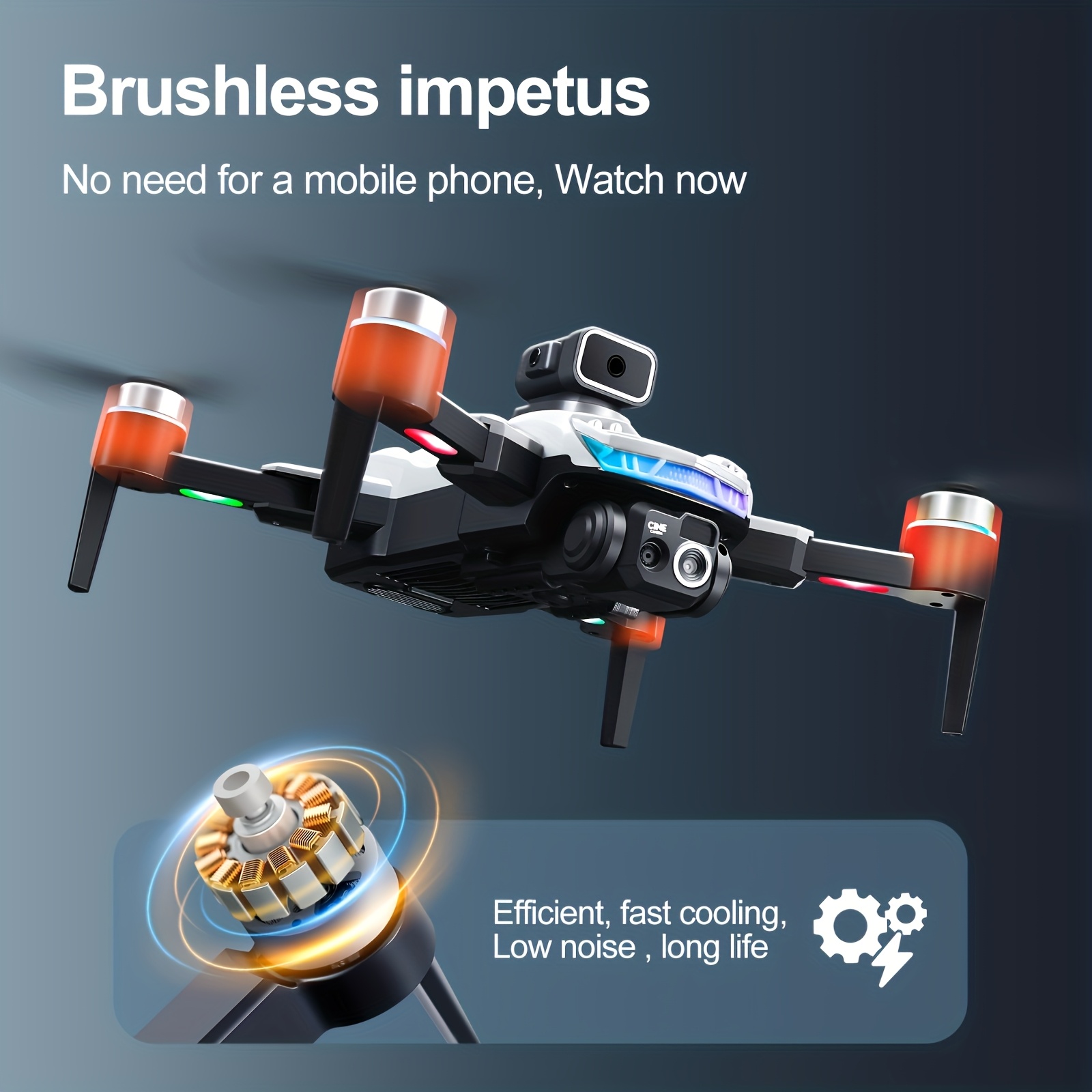 DROONE S160 Drone with Screen Remote, Adjustable Dual Cameras, Brushless Motors, Optical Flow Positioning & LED Night Lights - Perfect Christmas Gift for Beginners, Black