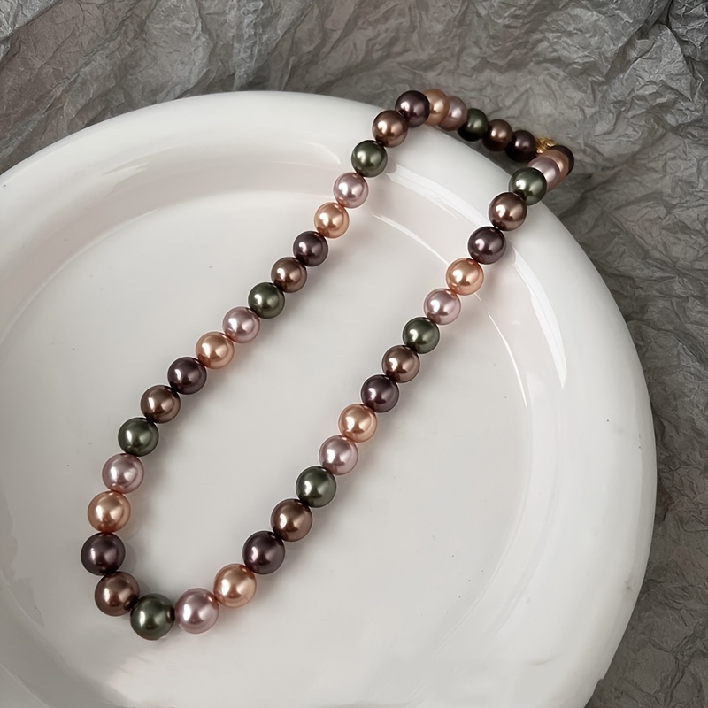 Image of 1pc 10mm Multicolor Necklace Women' Luxury All-match Temperament Suitable For Autumn Winter Banquets Daily Parties