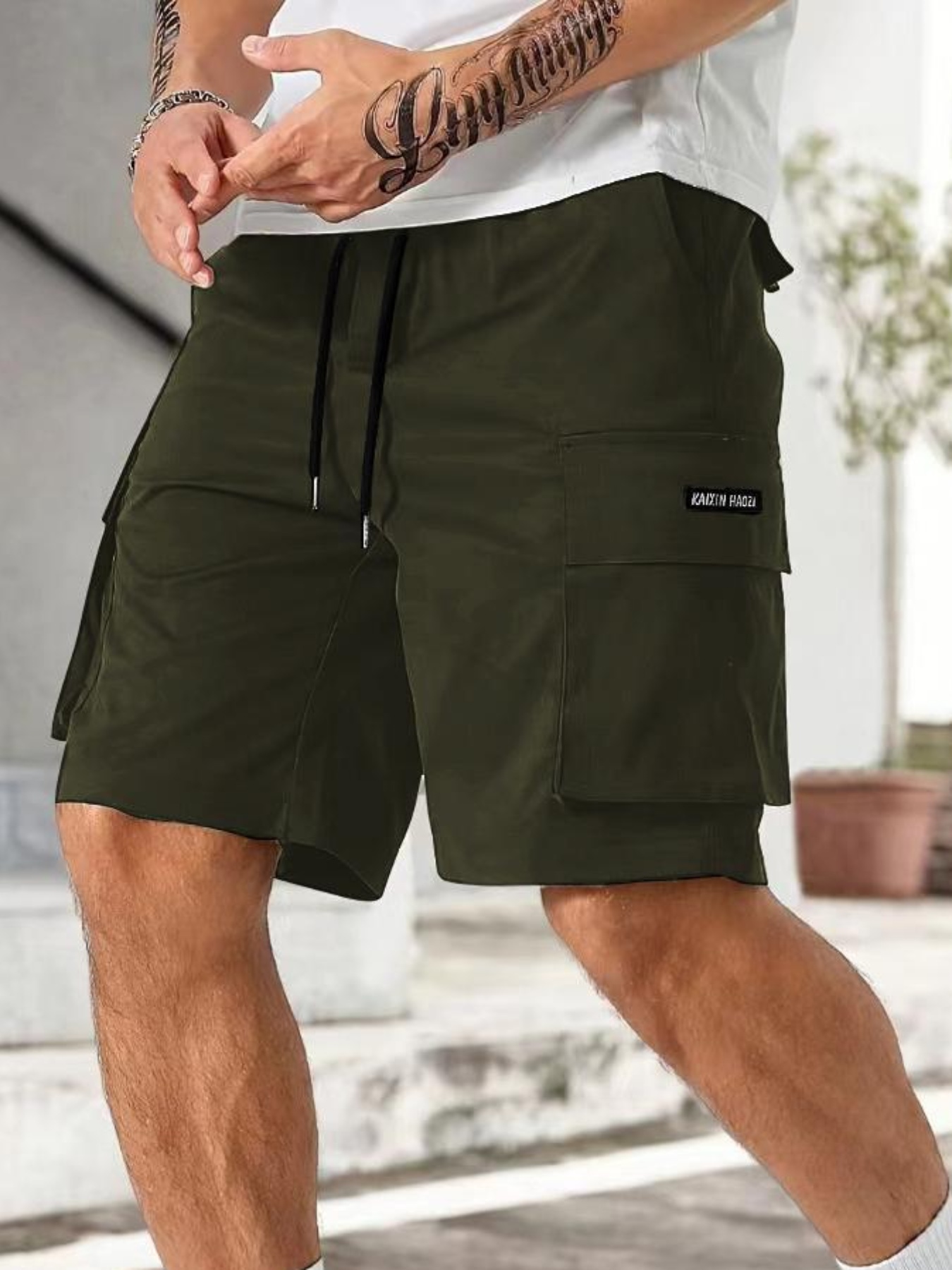 mens summer cargo shorts casual loose fit drawstring waist Temu