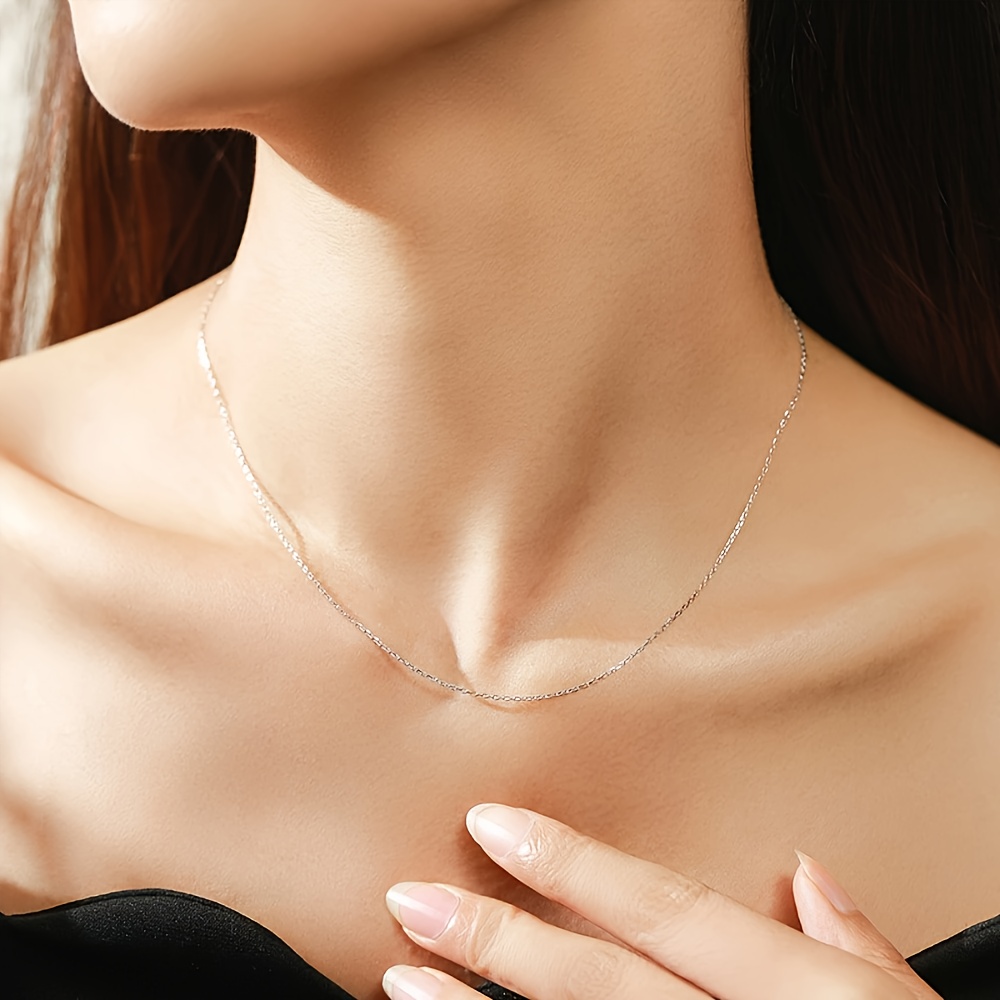 TEMU 1pc Elegant Shiny Women's O-link Chain, 1mm Thickness, Link - Simple & | Valentineâ Day Gift For Girlfriend/wife, Party Accessory, Holiday