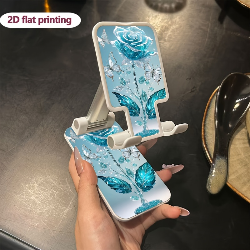 TEMU 2d Flat Pattern Foldable Phone Holder Portable Adjustable Extended Mobile Phone Holder Lift Telescopic Holder Suitable For Mobile Phones And