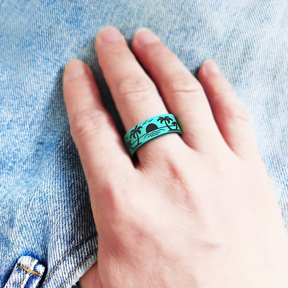Palm Tree Silicone Carved Ring, 8mm