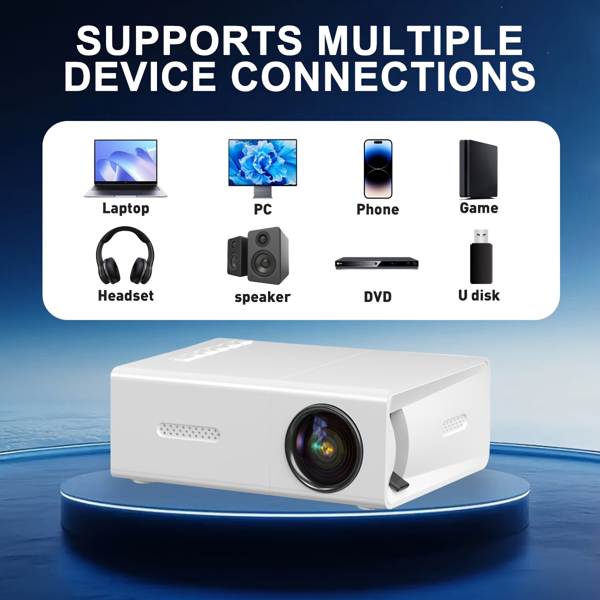 Compact Mini Projector with Built-In Speakers