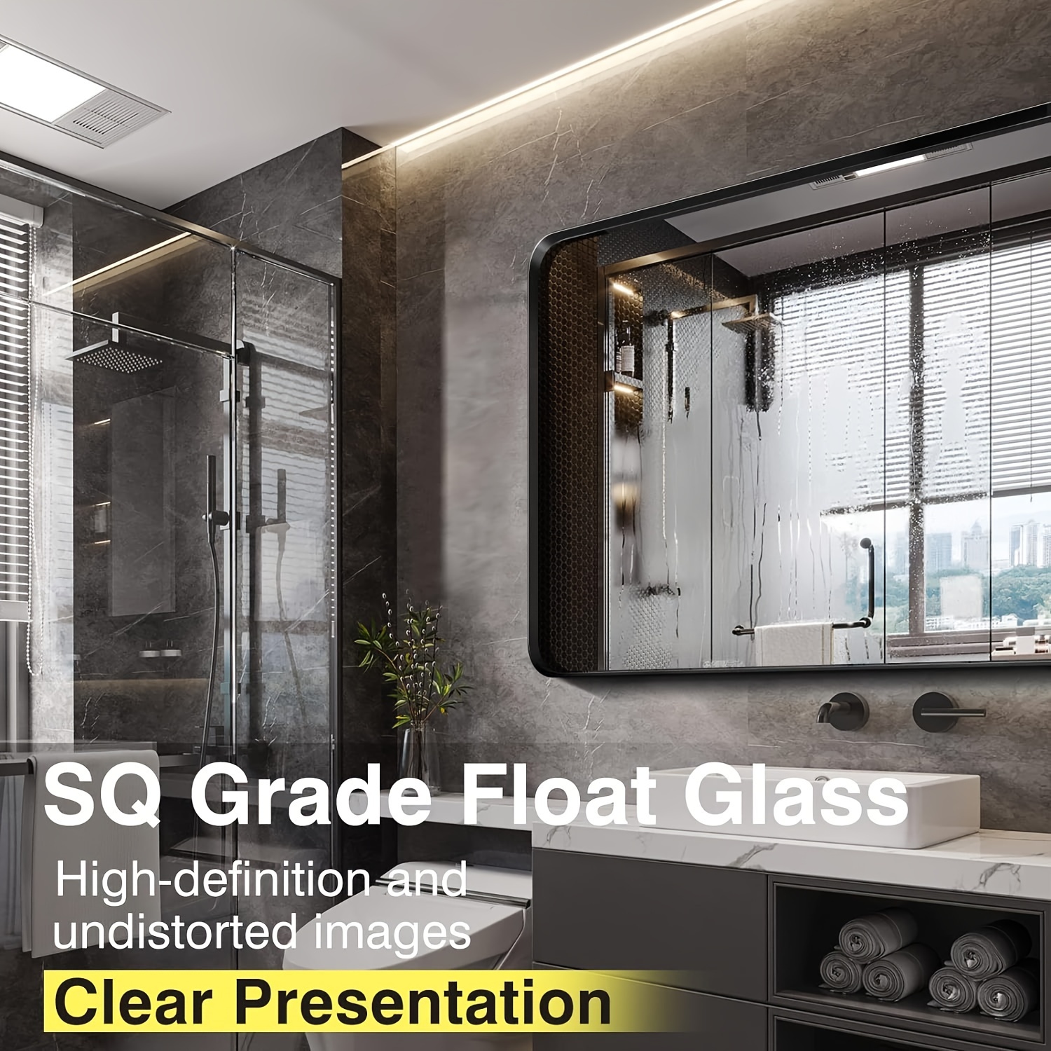 [miozon] Black Framed Mirror For Wall, 22x30 Inch Rectangle Bathroom ...