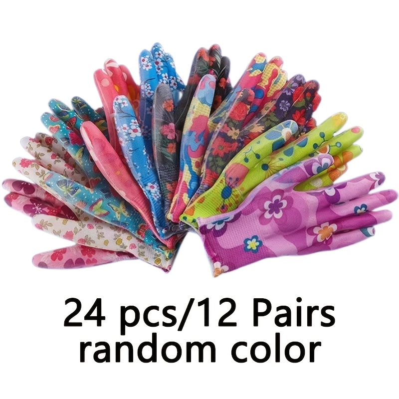 Image of 24pcs/12 Pairs Of Lightweight Breathable Printed Gloves For Women, Random Colors, Perfect Gift For Women