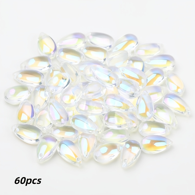 TEMU Perles en verre tchèque transparente 7X14Mm 60pcs Matériaux pour bracelets, , épingles à cheveux, porte-clés, décoration de bijoux, cadeaux