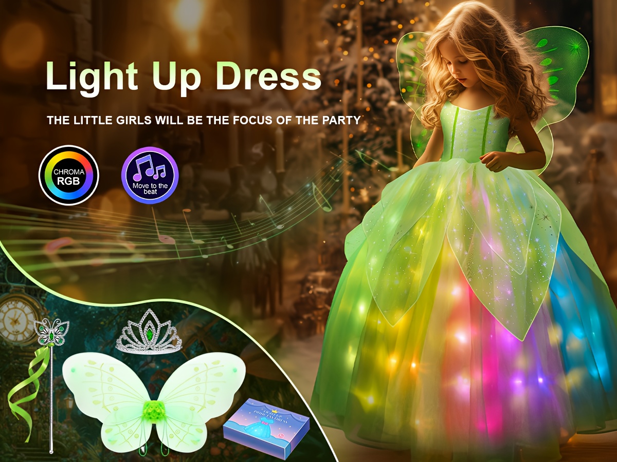 princess dress fairy costume girls light girls halloween - Temu