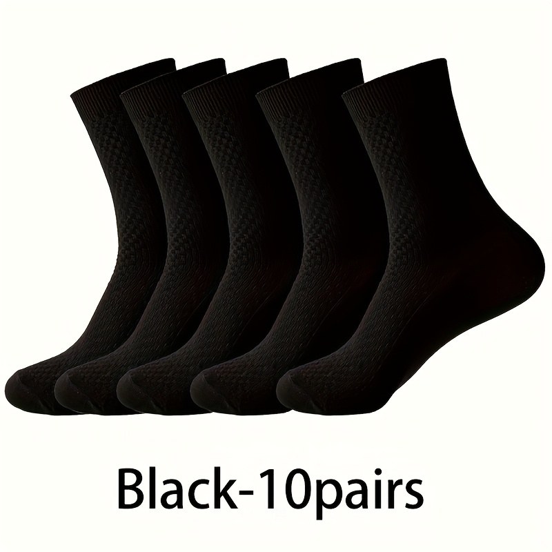 E-shop 10 Paar Herren Mid-Cut Vier-Jahreszeiten Bambusfaser Material Business Bequeme Atmungsaktive Socken, Geeignet für Freizeit, Büro und andere
