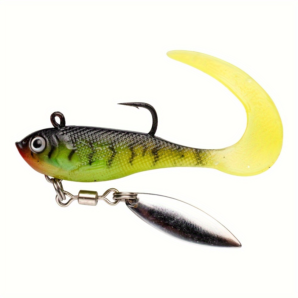 

1pc Tail Soft Lure With Willow Blade, Realistic Swimbait With Sharp Hook, Fishing Accessory