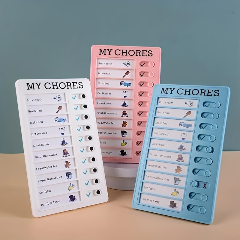 

Plastic For Kids And Adults - English Language My Chores Checklist Board, Routine Educational Learning Supplies For Good Habits Formation, Responsibility Chart For Home And School Use