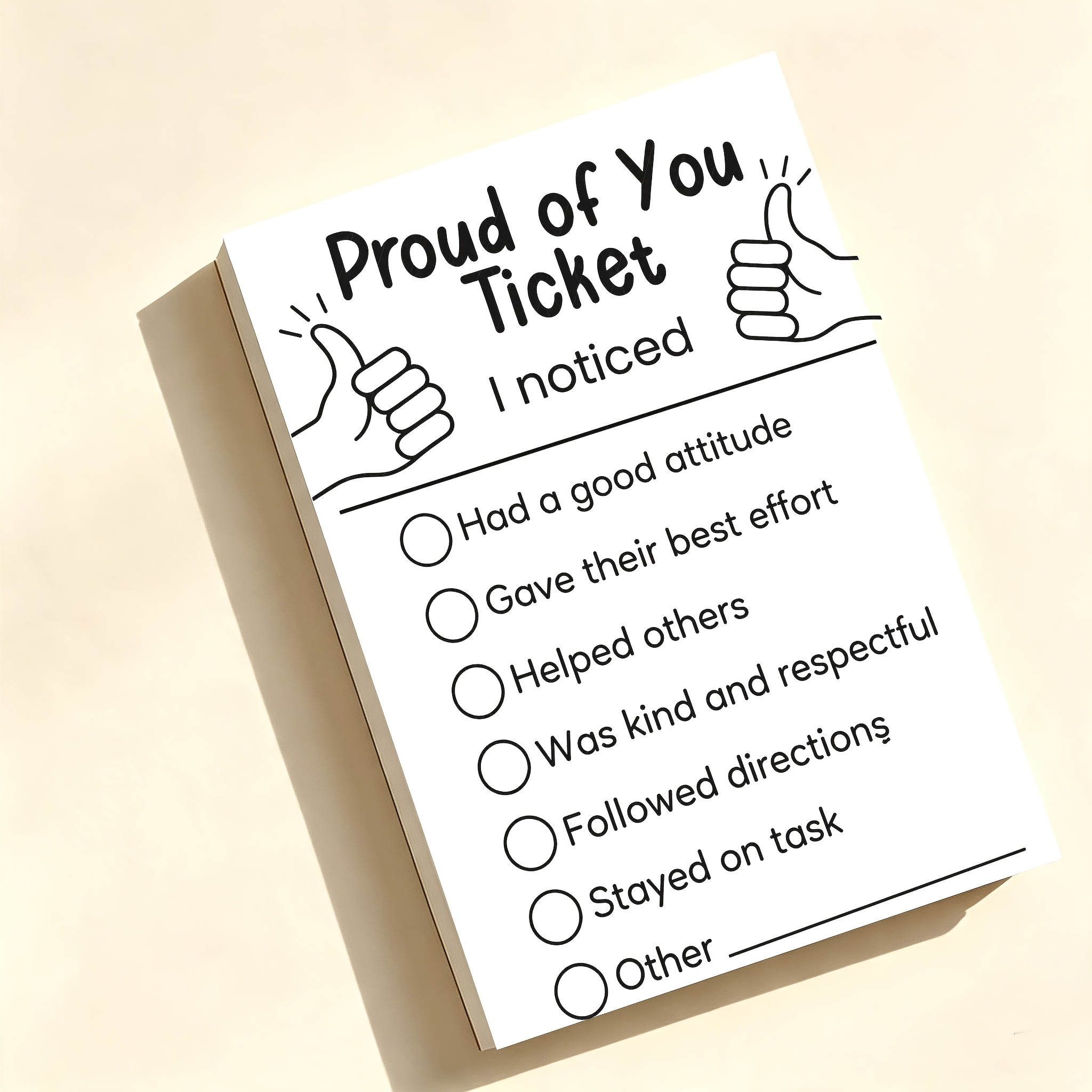 TEMU Non-sticky Proud Of You Ticket Notepad (50 Sheets), Positive Reinforcement Reward Cards, Non-adhesive Tear-off Encouragement Memo Pad For
