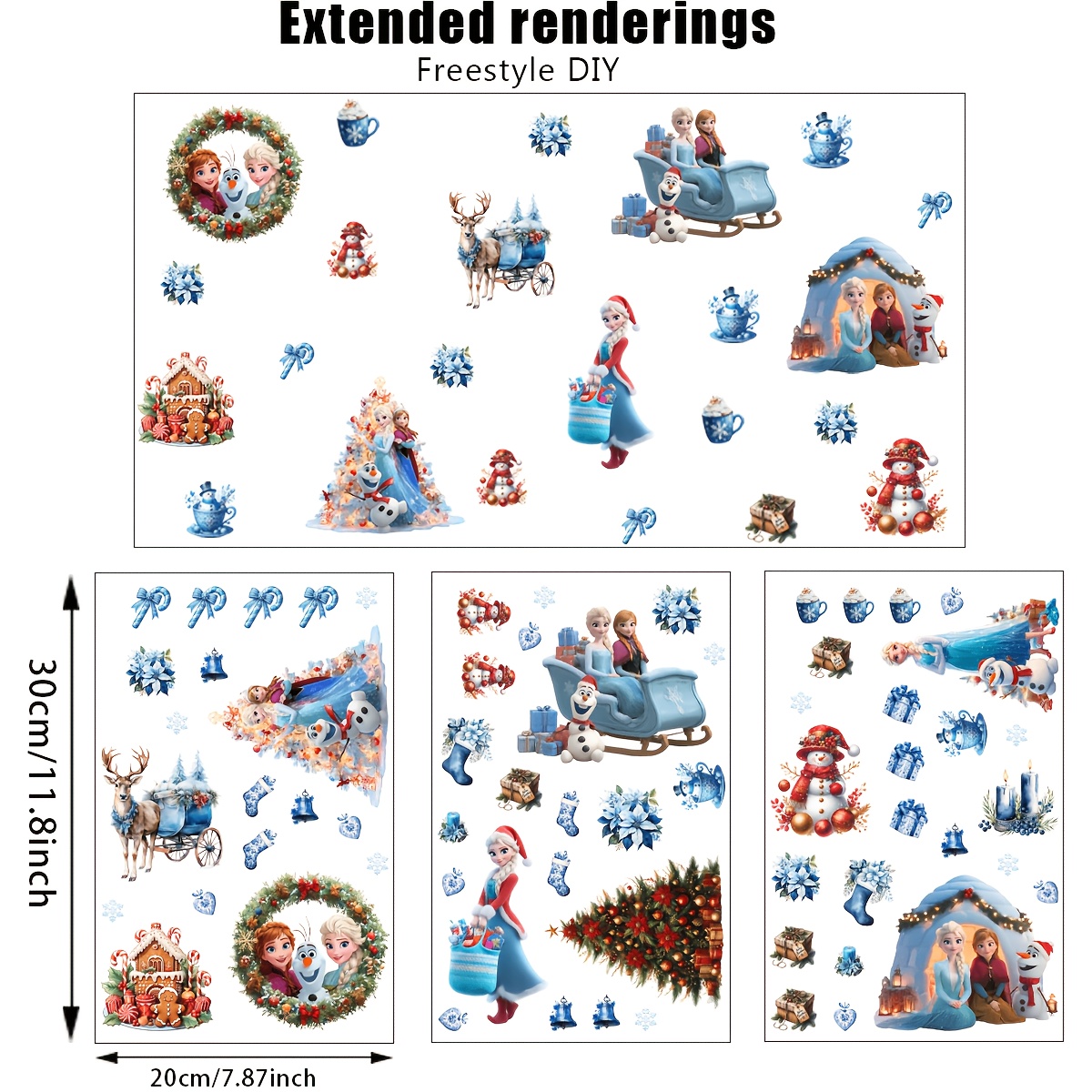 TEMU 3pcs, Frozen Christmas Theme, Glass Window Stickers, Halloween Theme Pattern Window Stickers, Wall Stickers, Bedroom Living Room Decoration