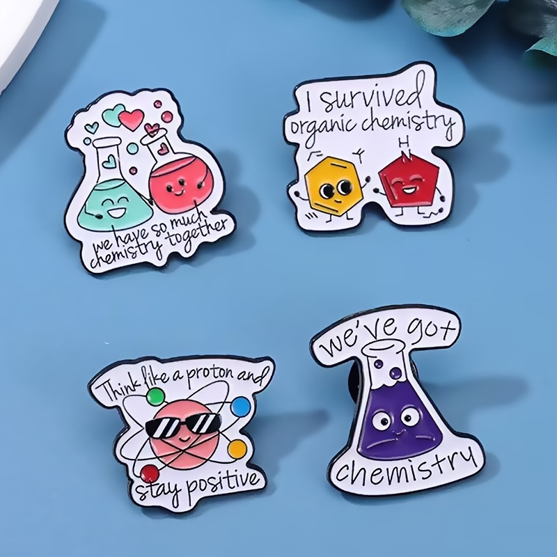 

Cute Cartoon Chemistry Enamel Pins Brooch Set - Fun Science Themed Badges For Daily & Gift Occasions, Quirky Chemistry Lab And Designs, No Plating, Alloy Material, Suitable For All