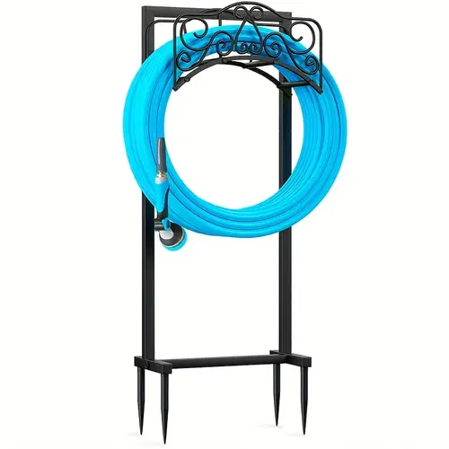 garden hose holder hose holder holds freestanding heavy duty hose hanger sturdy hose stand and hose storage for lawn yard black