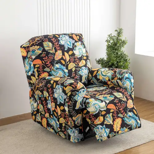 4pcs set recliner slipcover stretch printed chair covers with side pocket recliner sofa couch cover anti slip fitted recliner cover furniture protector with elastic bottom valentines day gifts
