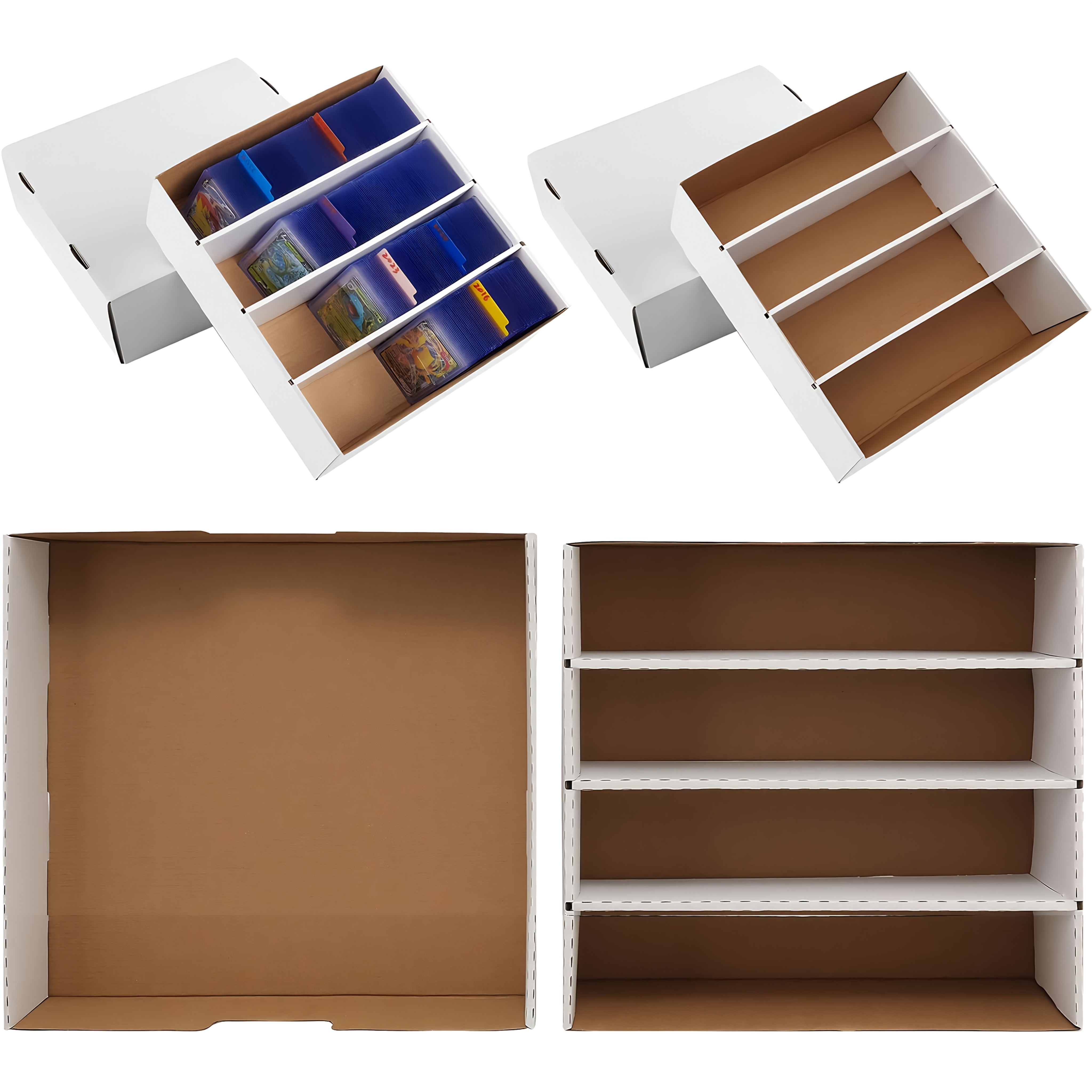 TEMU 2/6/8-pack Sports Card Boxes 3200-count Cardboard Card Storage Box White Bulk Card Storage For Baseball Basketball Football Card, Trading Card