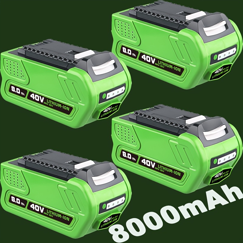 Image of 4pack 8000mah Lithium Ion Replacement For 40v Battery 8.0ah For 40volt Battery 29462 29472 Gwl1820 29252 20202 22262 25322 Cordless Power Tools