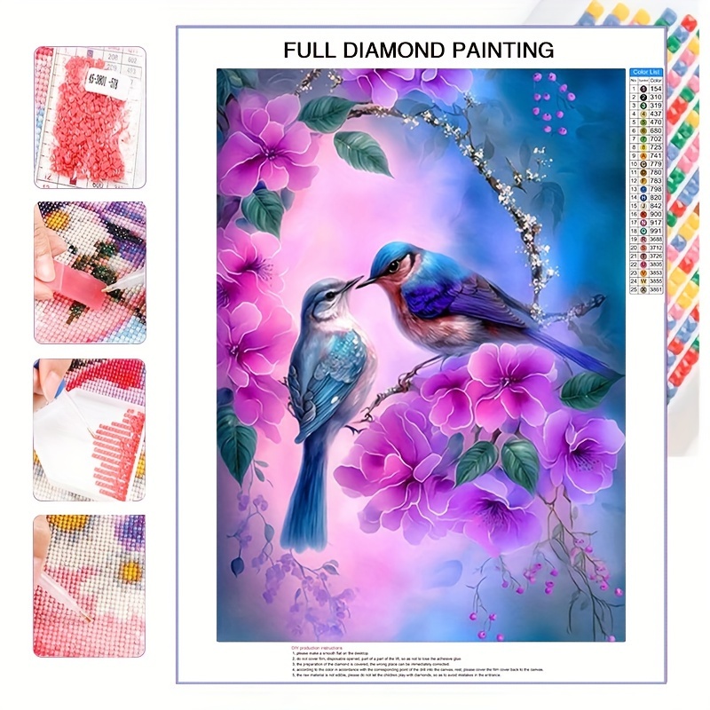 

1pc 30*40cm/11.8*15.7in, 5d Full Diamond Round Diamond With Full Tool, Oil Painting Cloth, Bird Animal, Bedroom Living Room Decorative Diamond Painting Kit, Mosaic Decorative Craft Wall Art