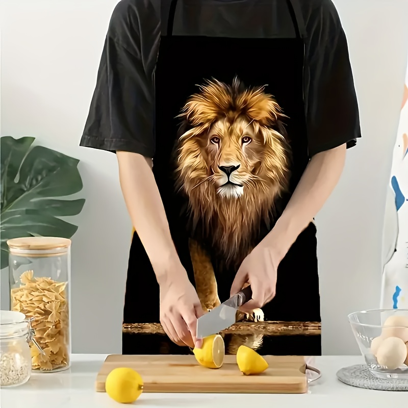 TEMU 1 pezzo di Necessit� per la Casa, Grembiule per Cucina e Cibo, Grembiule Unisex con Stampa Animale - Design con Leone, , Estate, , Inverno e