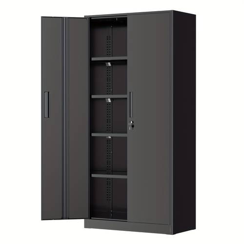 Metal Storage Cabinet, 71 / Garage Storage Cabinet With Adjustable Shelves And Lockable Doors, Closet Storage And Organization For Garage, Gym, Home Office, School, Easy To Assemble