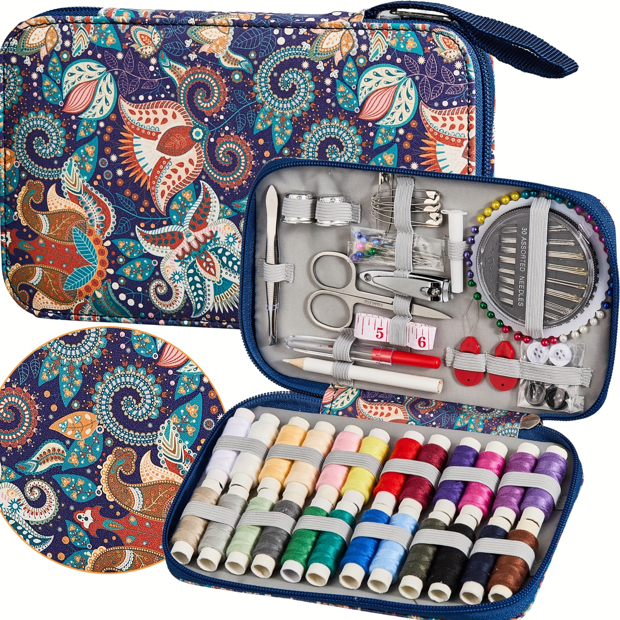 130pcs Paisley Design Sewing Kit With All Supplies, Professional & Travel Sewing Set For Adults, Use