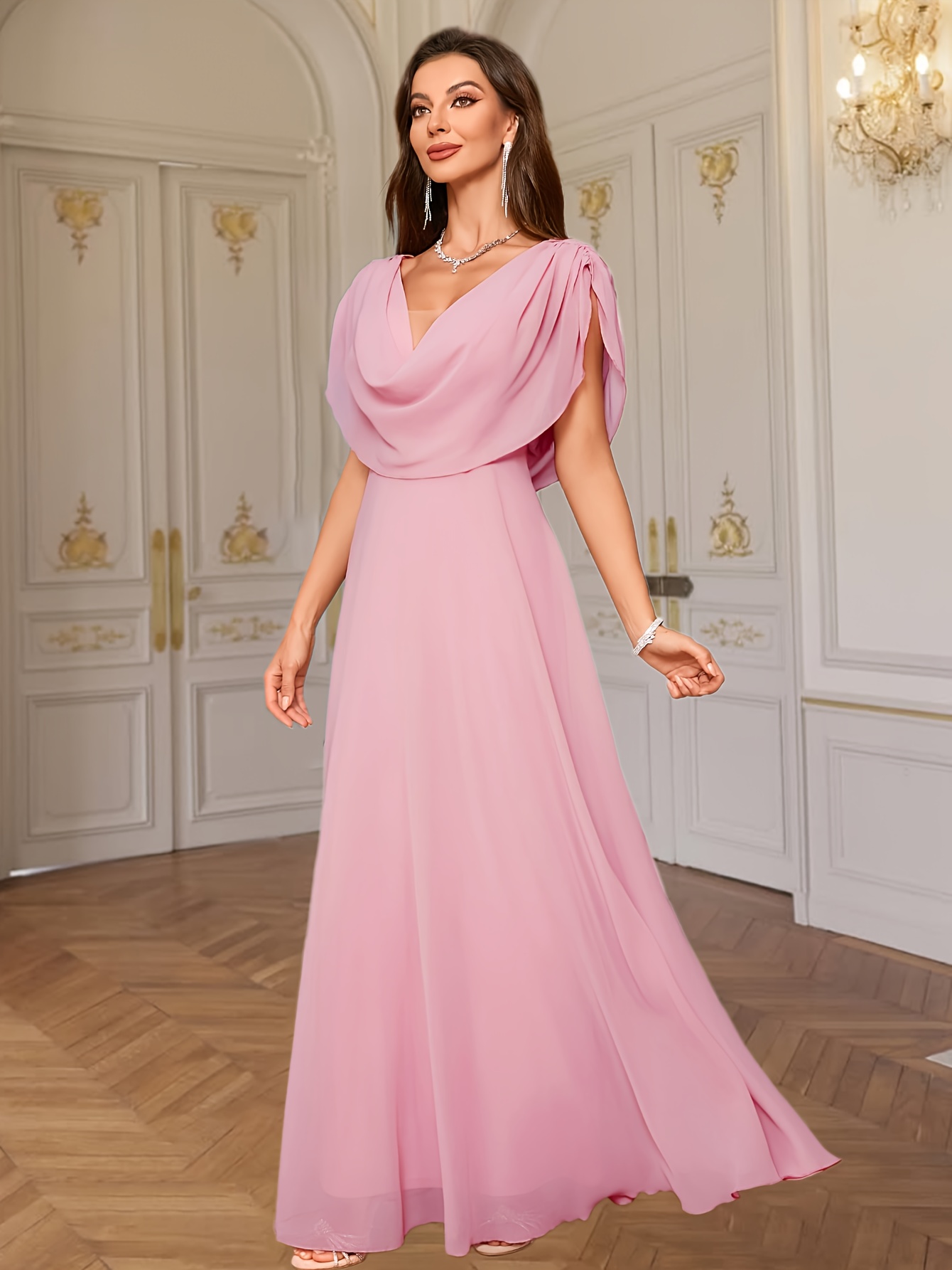 temperament chiffon long dress Temperament Short Sleeve Chiffon Dress  New opened