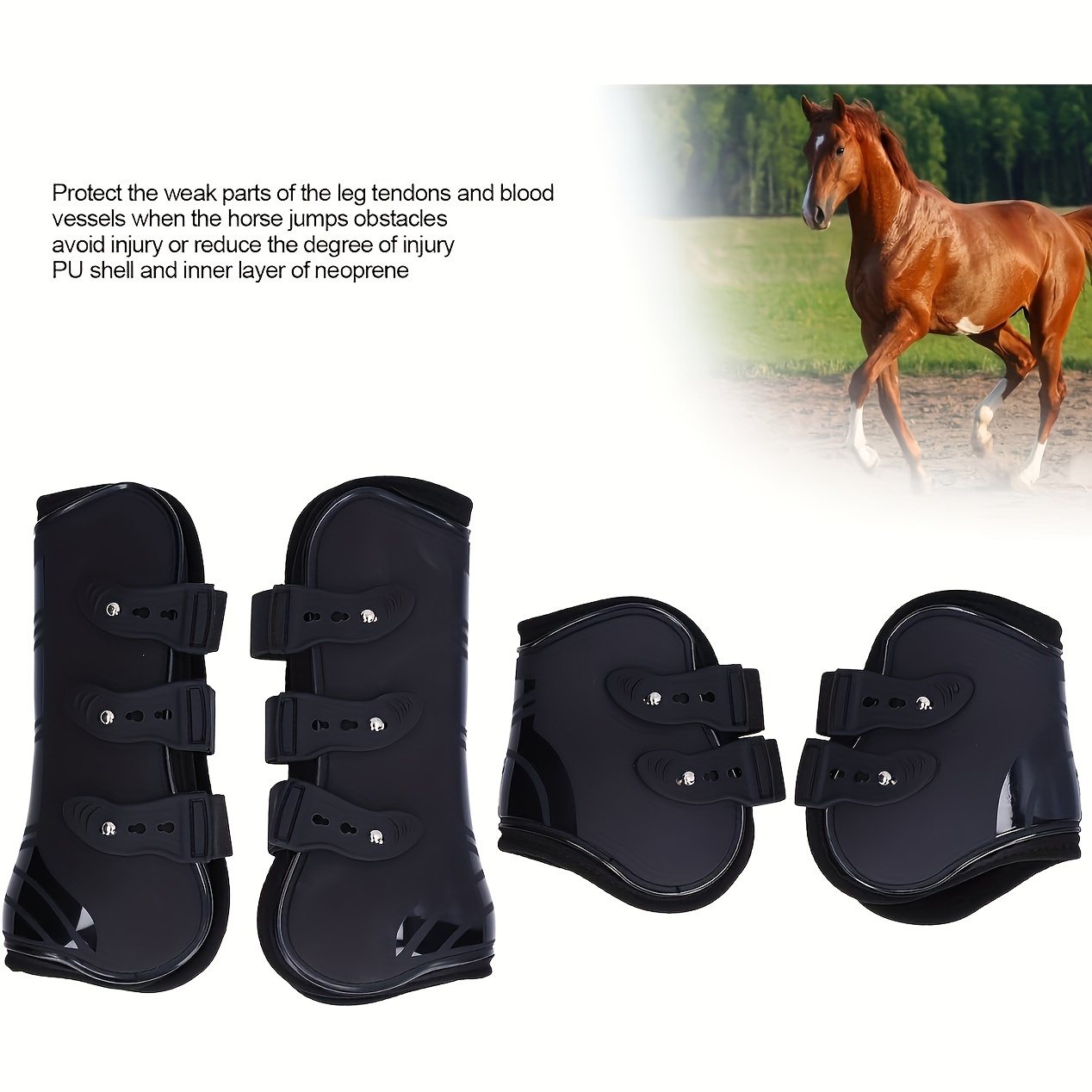 4pcs/set Premium Horse Tendon Boots For Front And Hind Legs