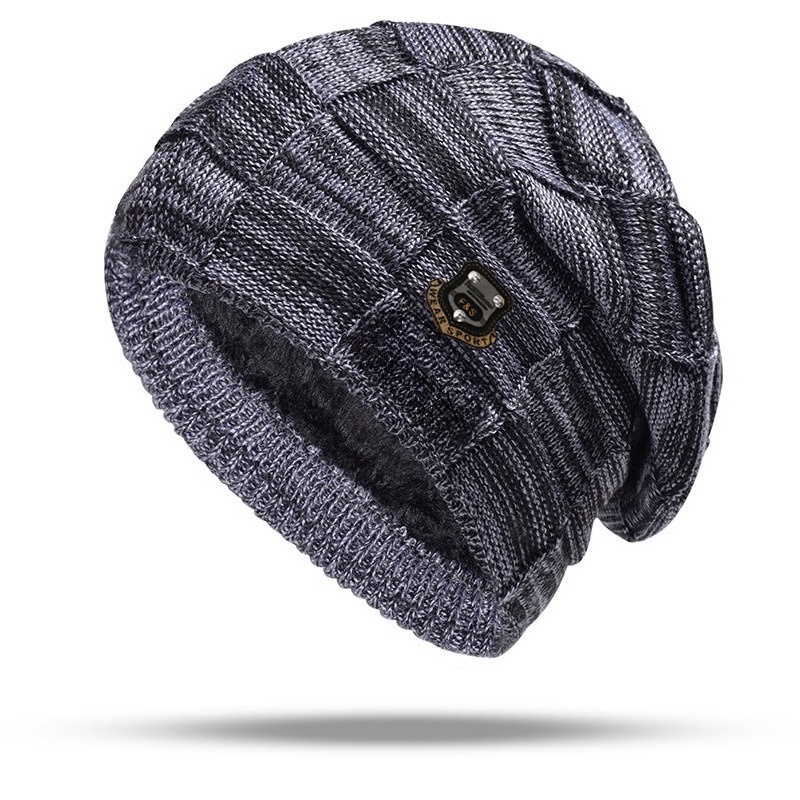 TEMU Winter Plush Warm Knitted Sweater Hat For Men's Autumn And Winter Outdoor Pullover Hat