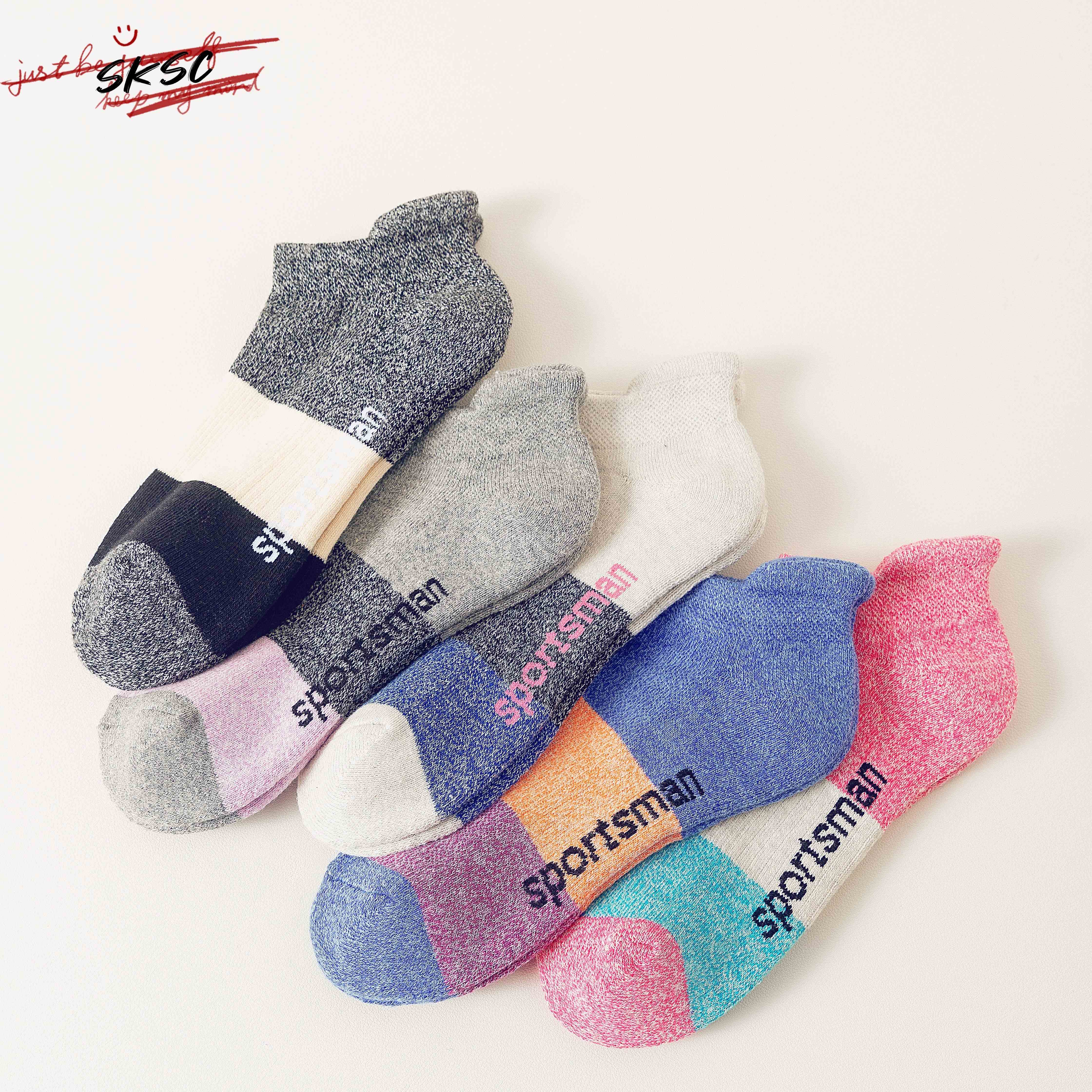 

5 Pairs Casual Color Block Thickened Bottom Ankle Socks, Comfy & Breathable Short Socks, Women's Stockings & Hosiery
