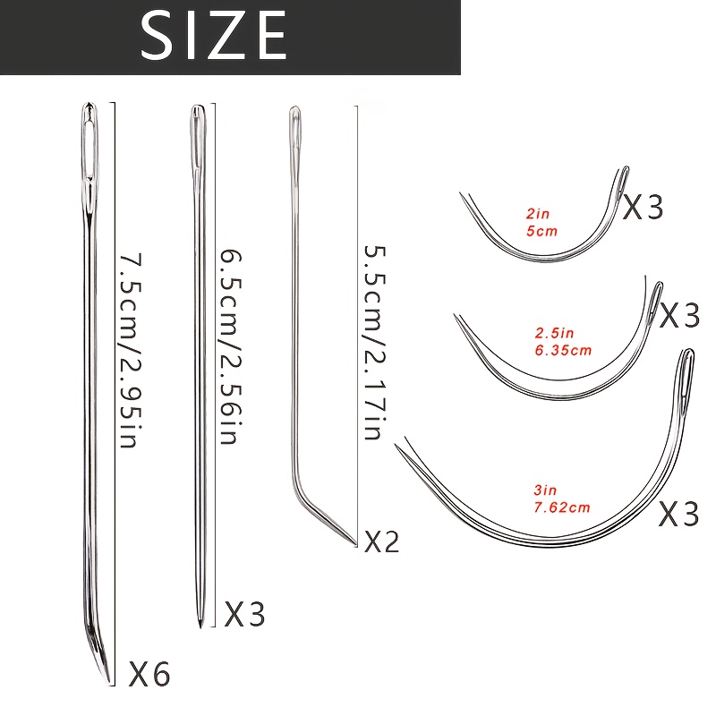 20pcs Leather Sewing Needles, Heavy-duty Sewing Needle Set Includes Curved Leather Needles, Bag Needles, Hand Sewing Needles, Leather , Carpet And Canvas Repair, Plastic Box Set