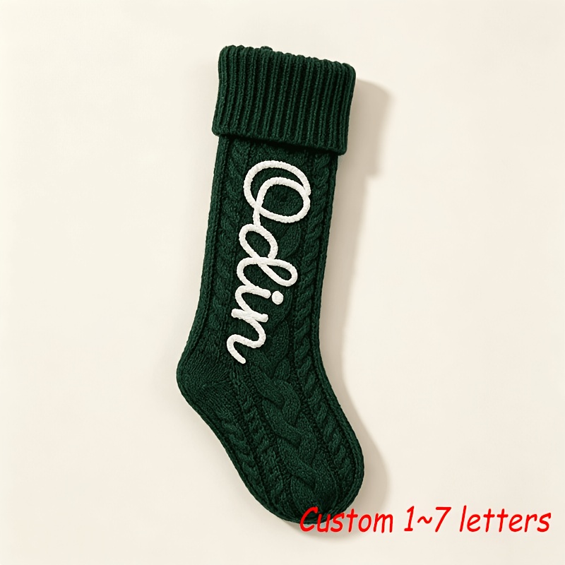 TEMU 1pc Christmas Decorative Stocking, Featuring Santa Claus/christmas Tree And Other Christmas-themed Designs. Custom Knitted Letters Available.
