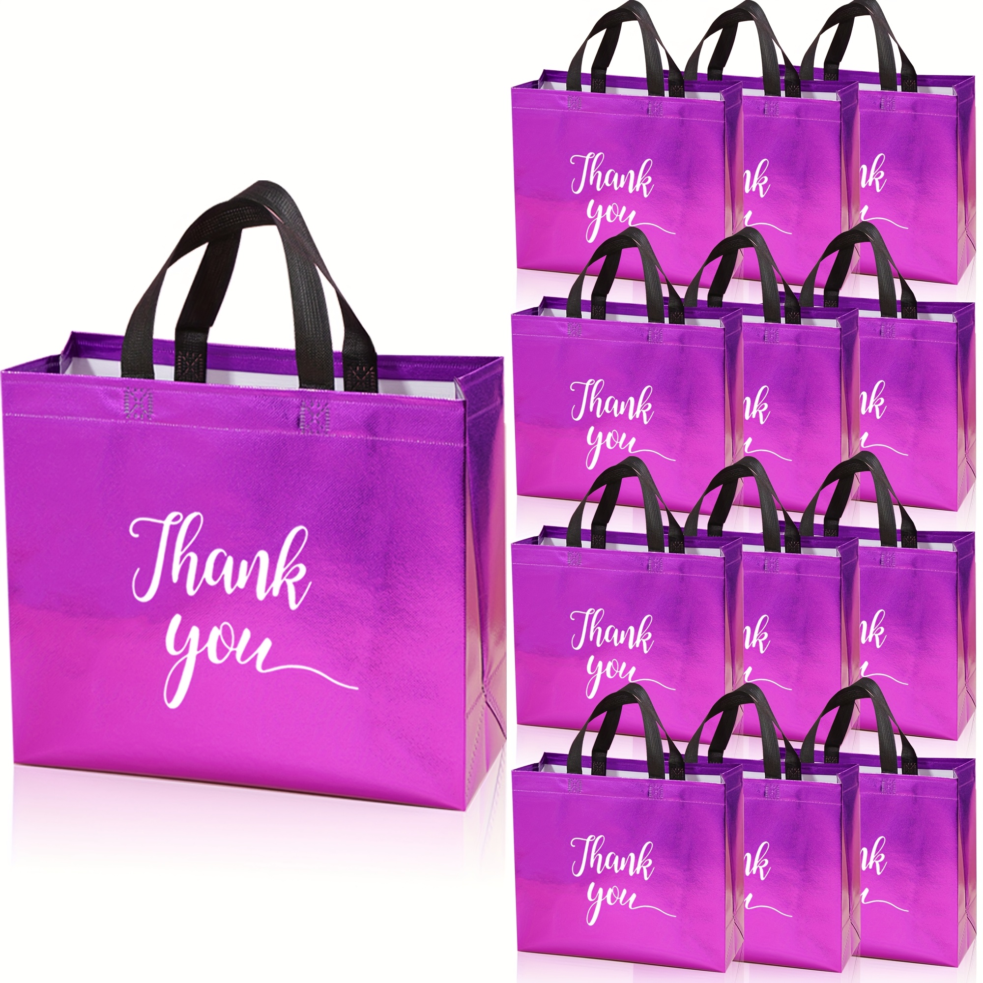 TEMU Gift For Her/him Thank You Gift Bags, Bulk, Large Size – A Set Of Reusable Thank You Bags In 12 Vibrant Colors With Texture – Small Gifts,