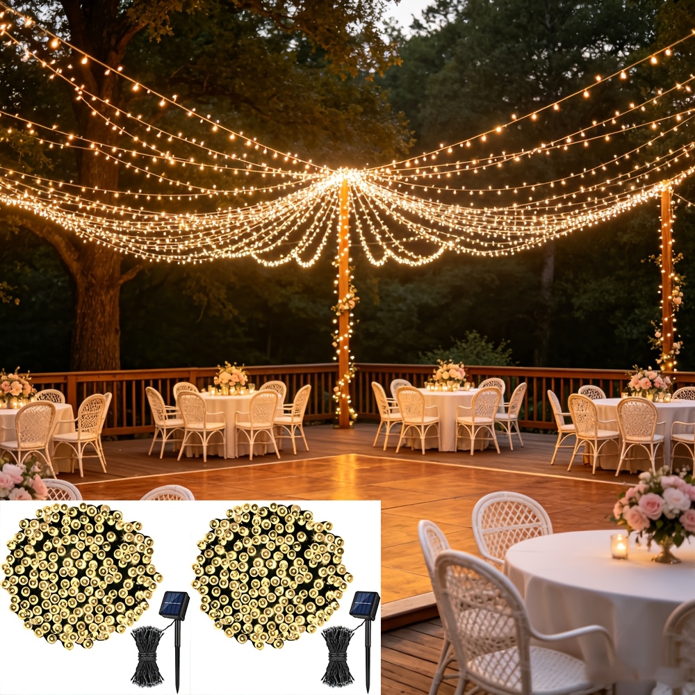 TEMU Wedding Solar Led String Lights, 8 Ip65 Waterproof 120 Led Lights, Ideal Romantic Decor For Wedding Ceremony, Bridal Shower, Backyard Garden