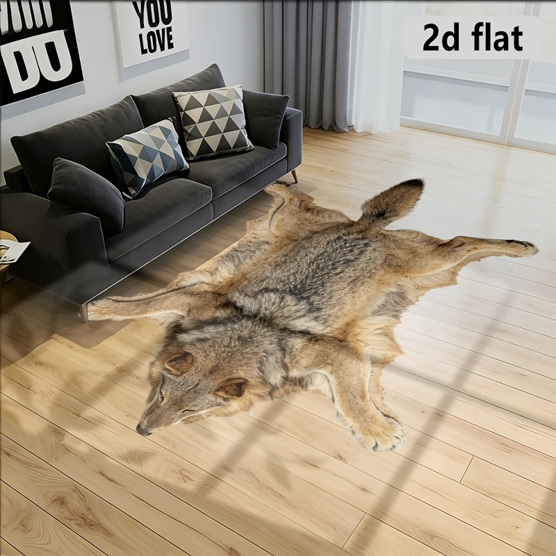 TEMU Modern Wolf Skin Mat Suitable For Living Room, Bedroom, Kitchen - Non-slip Machine Washable With Backing, Thick Low-pile Floor Mat, Easy Clean