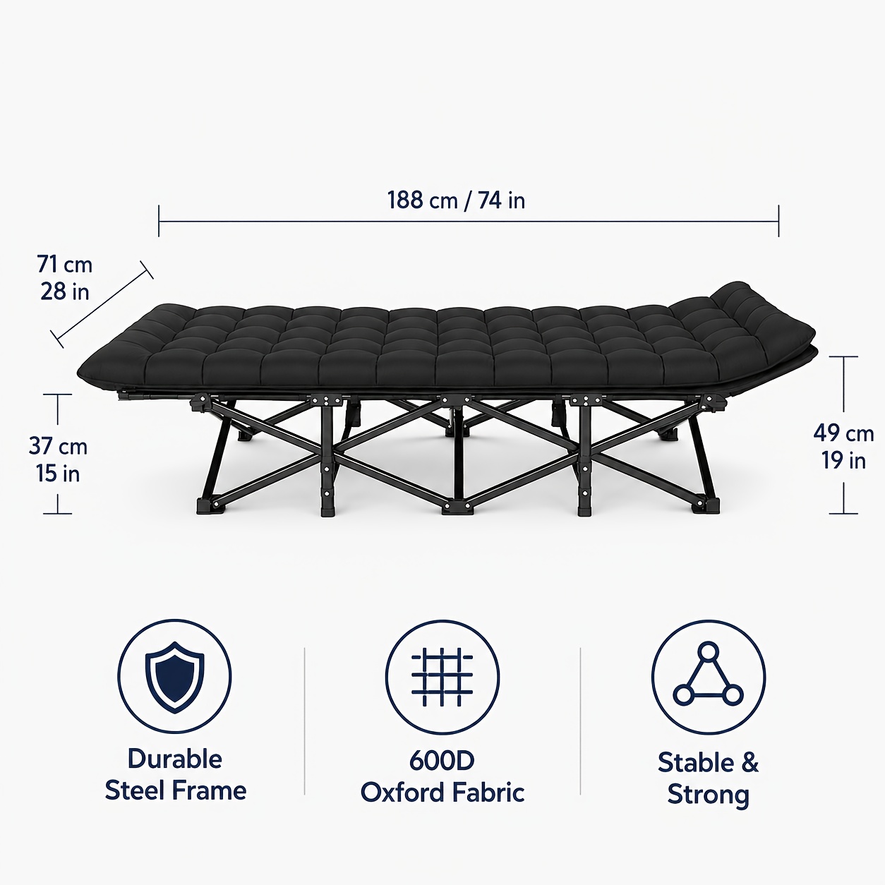 Portable Folding Bed, With Thickened Soft Mattress, Support, Suitable For Home Use, Camping Travel.