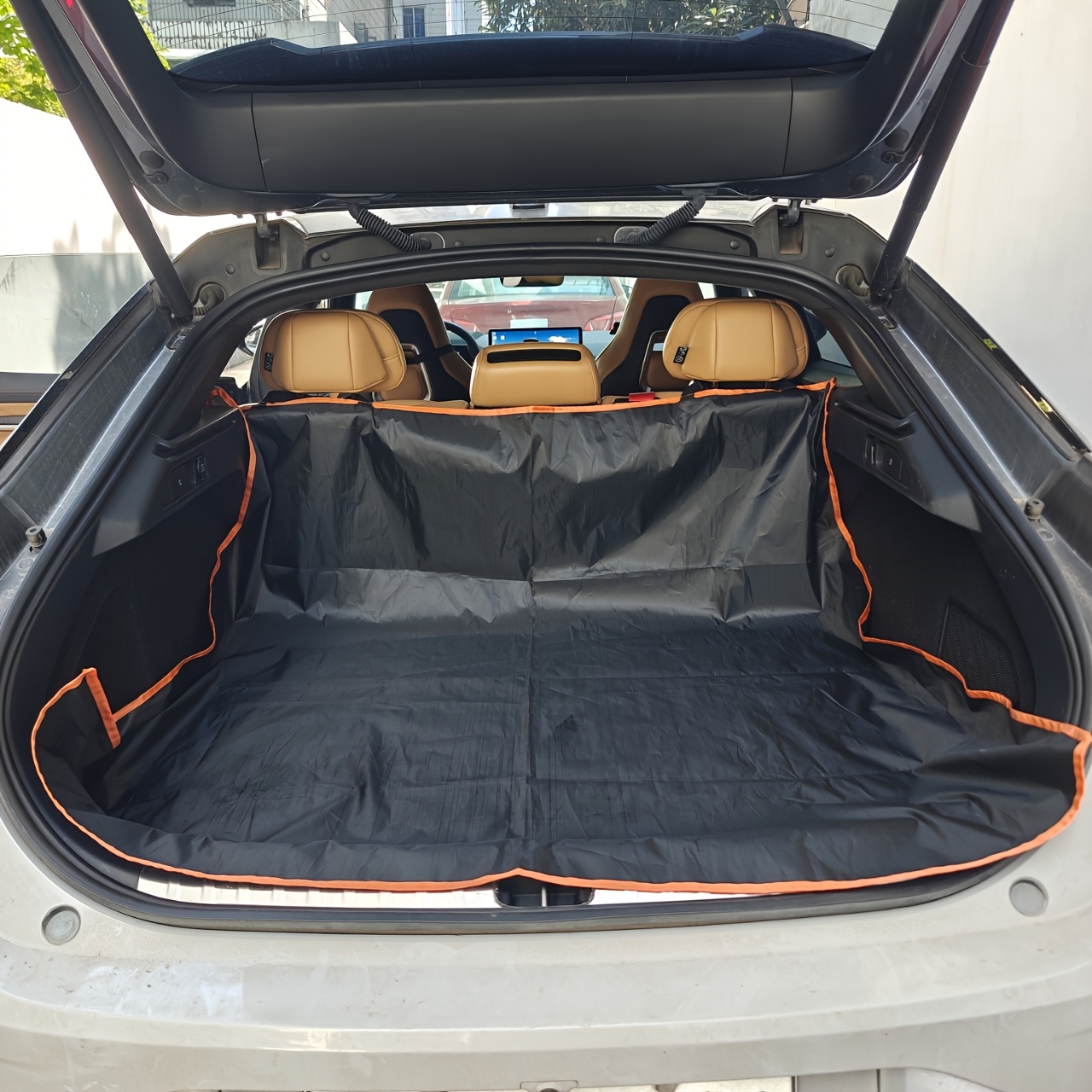 TEMU Luxury Foldable Dog Seat Cover, Rear Anti-slip Pet Mat, Pad, Usable In Rear Seat And Trunk, Dual-, Durable Polyester Material, Easy-to-clean