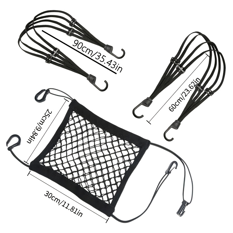 TEMU Filet pour casque de moto, filet de chargement élastique avec sangles élastiques à crochet et corde de 60 cm/90 cm (23,62 po/35,43 po), pour