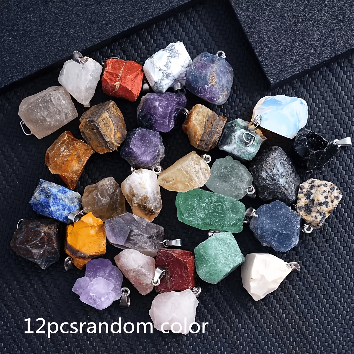 TEMU 12pcs Crystal Mixed Color Irregular Pendants | Fashionable And Elegant, Suitable For Daily Occasions | Necklaces, Bracelets, Keychains, Phone