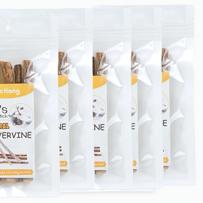 TEMU 25pcs Of Cat Chew Sticks (5pcs Per Bag), Designed For Grinding, Playing, And Cleaning Teeth, Serve As Interactive Teething Toys