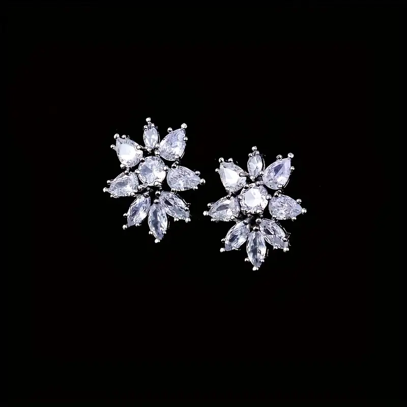 a 925 sterling zirconia flower jewelry set for women necklace earrings set for womens wedding party jewelry gifts with gift box Product details 2