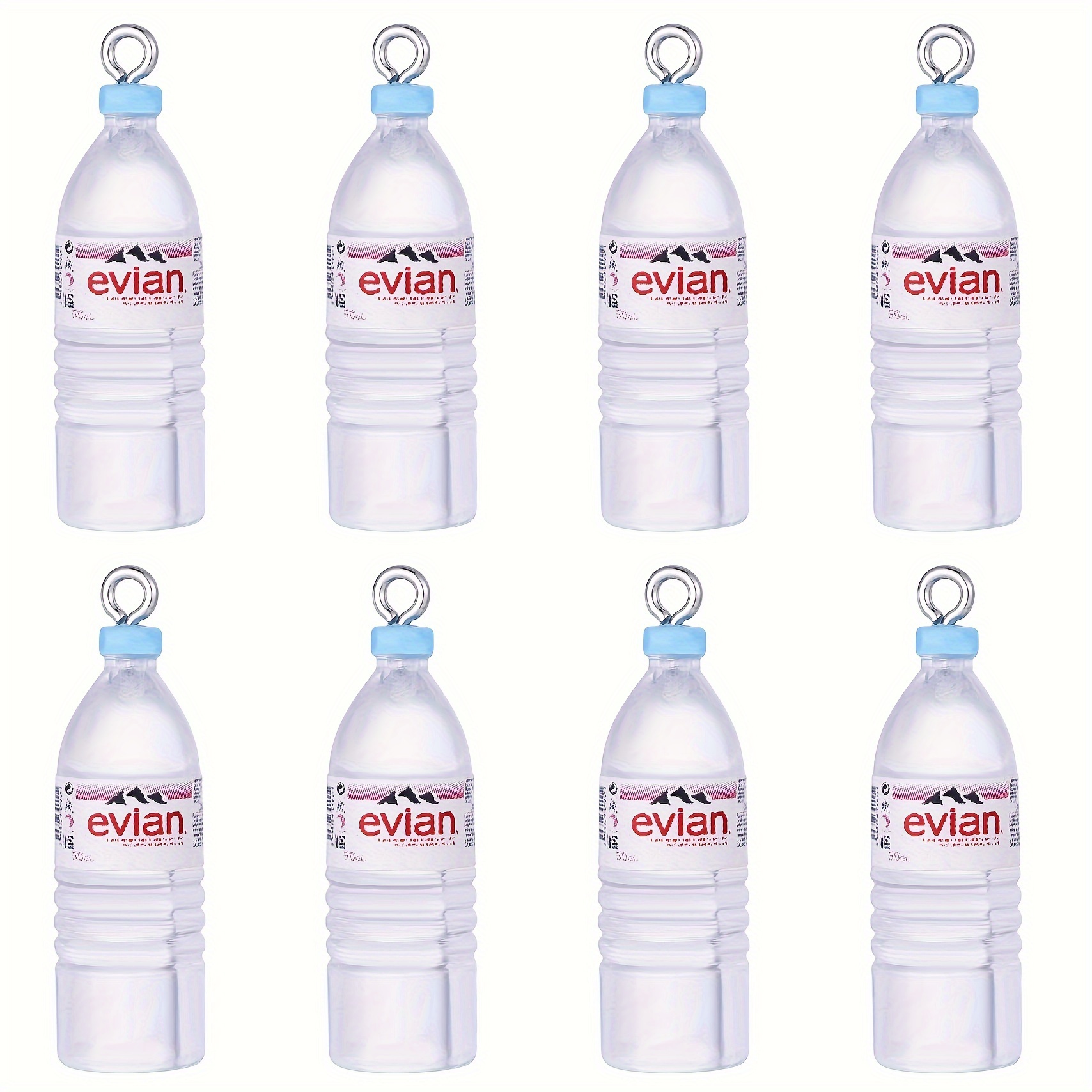 

15-Pack Mini Bouteilles d'eau Evian en Résine Transparente en de Charms, Style Creux , Accessoires de Bijoux en Perles DIY, Fournitures d'Art et de Couture