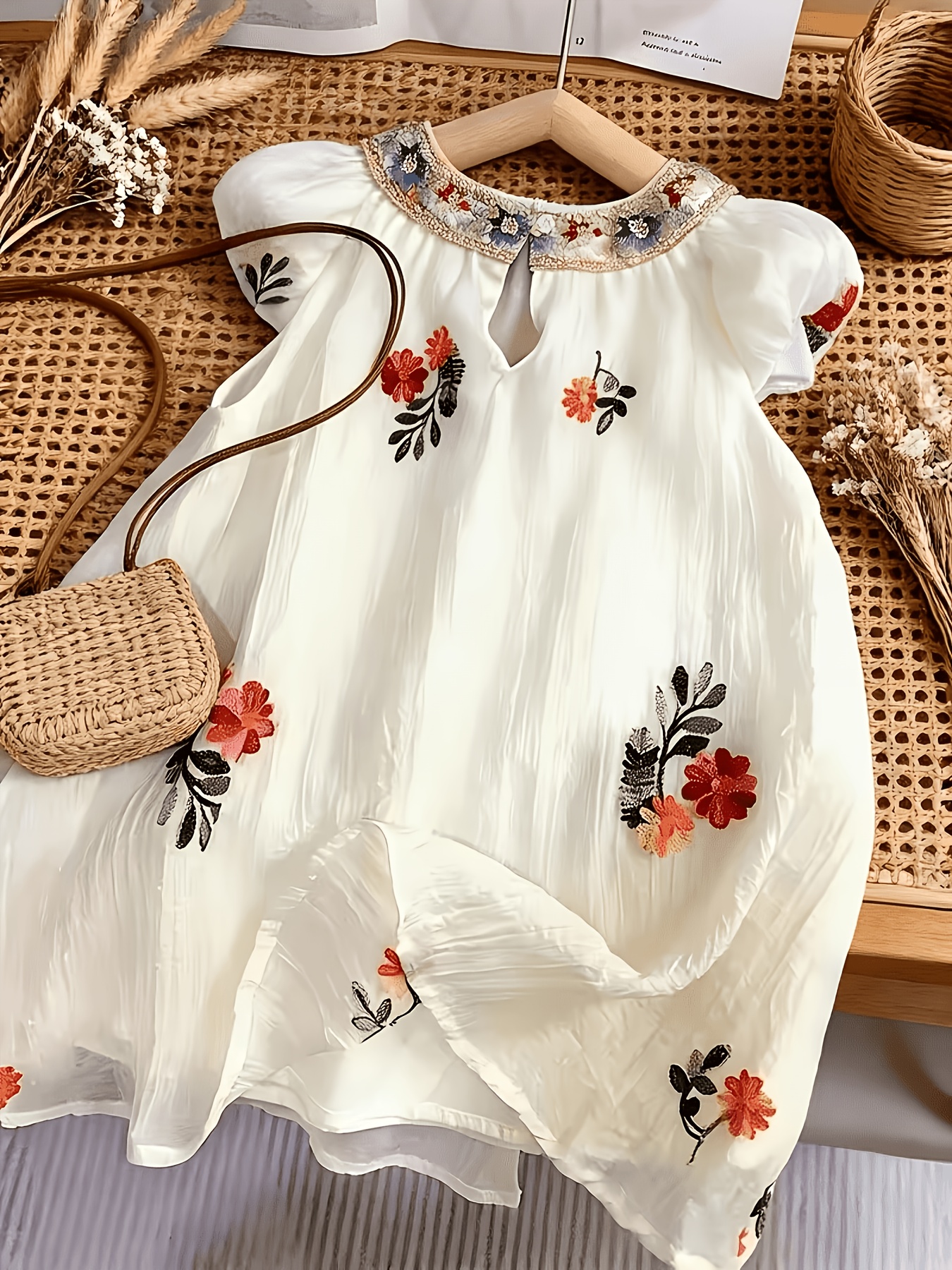 medium large girls outdoor casual summer embroidered - Temu France