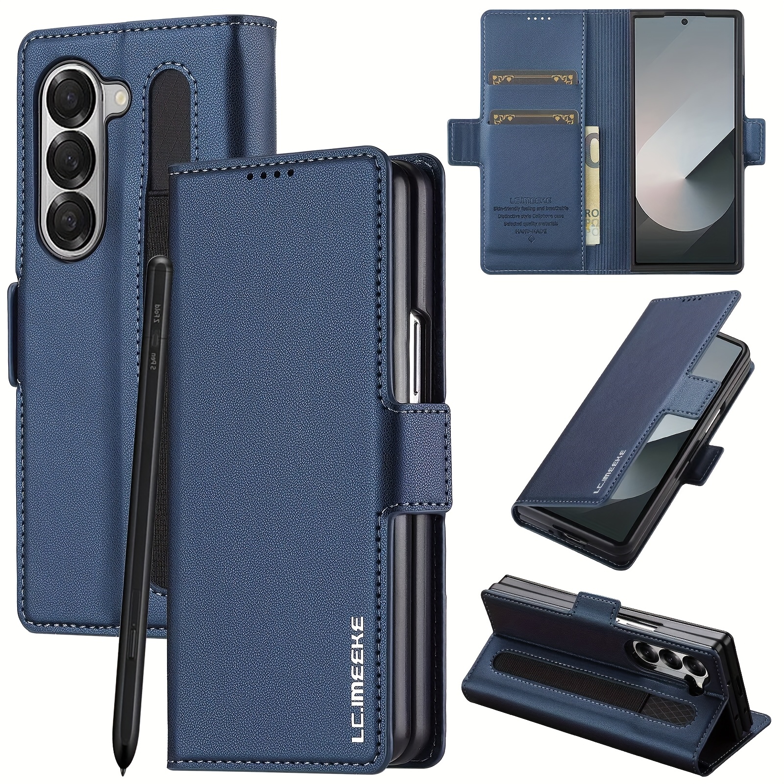 phone case premium artificial leather case for samsung galaxy z fold 3 4 5 6 7   card slot design durable protection stylish cover