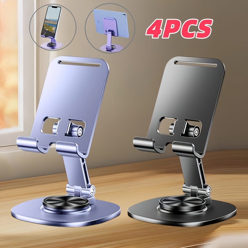 TEMU 4pcs Phone Stand, Desktop Phone & Tablet Stand, 360-degree Rotating Base, Folding Mobile Phone Holder, Perfect For Home, Office And Travel Use, Ideal Gift