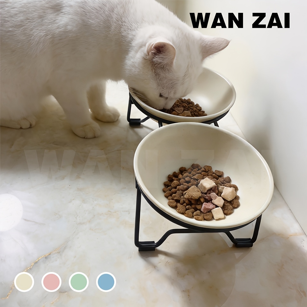 thickened anti slip elevated cat food bowl   style     wheat straw dual bowl feeder anti vomiting neck protection design with non slip pads   to clean large capacity multiple colors   for all cat Product details 4