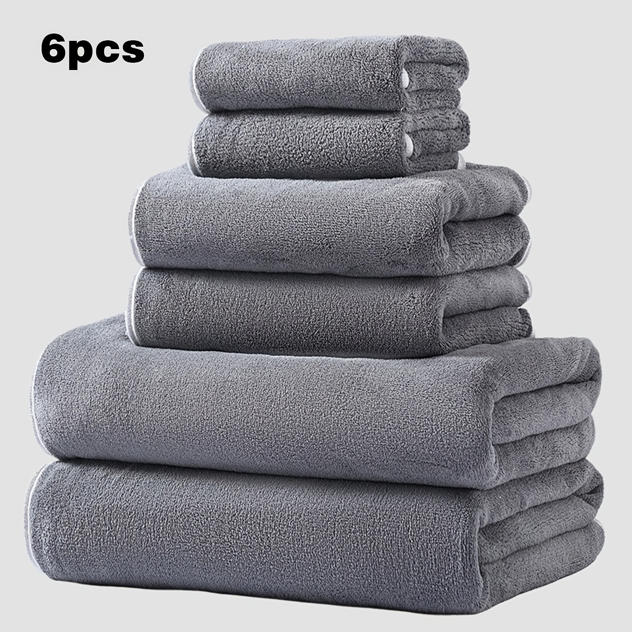 TEMU 6pcs Ultra-luxury Towel Set, Including 2 Bath Towels, 2 Towels, And 2 Washcloths. , Comfortable, Super Absorbent, And Quick-drying. Perfect For