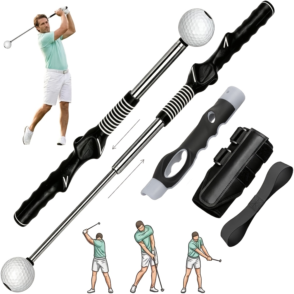 TEMU Right-handed Golf Swing Training Set For Golfers - 4pcs Complete Kit With Swing Trainer, Wrist , And Grip Trainer - Corrects Tempo, Posture, And