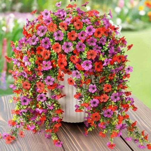 artificial hanging flowers uv resistant flowers greenery garland with green leaves for indoor outdoor decorations